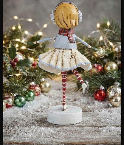 Lori Mitchell Skating Katie Girl Figurine, 6.5" - The Primitive Pineapple Collection
