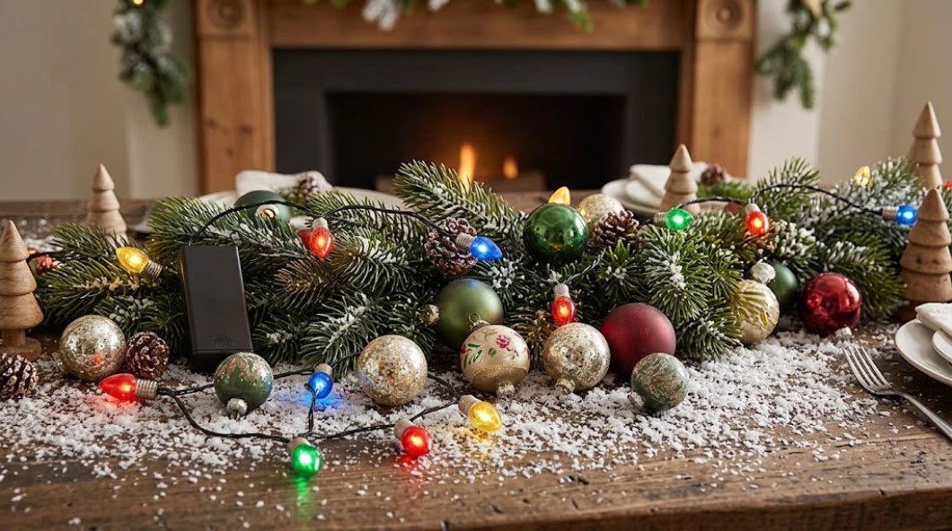 Christmas Colorful Bulb String Lights — 10 Count, 36" Timer - The Primitive Pineapple Collection