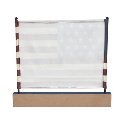 Primitive Americana Canvas American Flag on Blue Base Decor 12&quot;x14&quot;x1&quot; - The Primitive Pineapple Collection