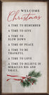 Handcrafted Walnut Framed Welcome Christmas w/ Pine Sprig Whitewash Art - The Primitive Pineapple Collection