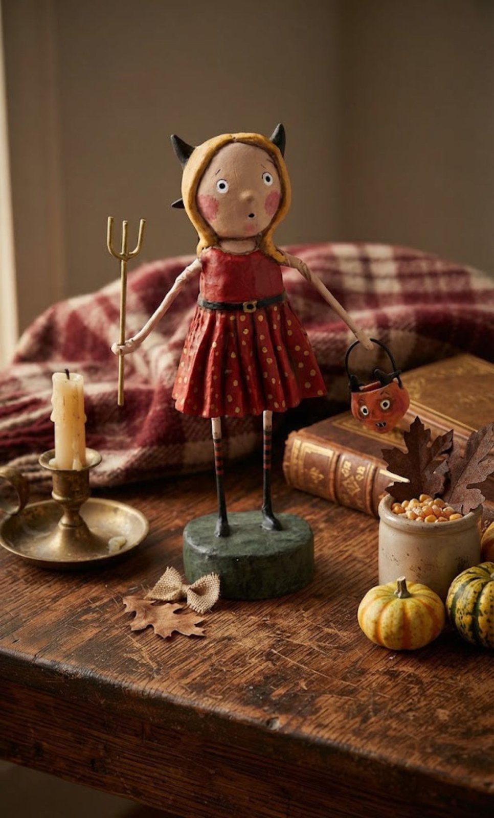Lori Mitchell Halloween She Devil Girl Figurine - The Primitive Pineapple Collection