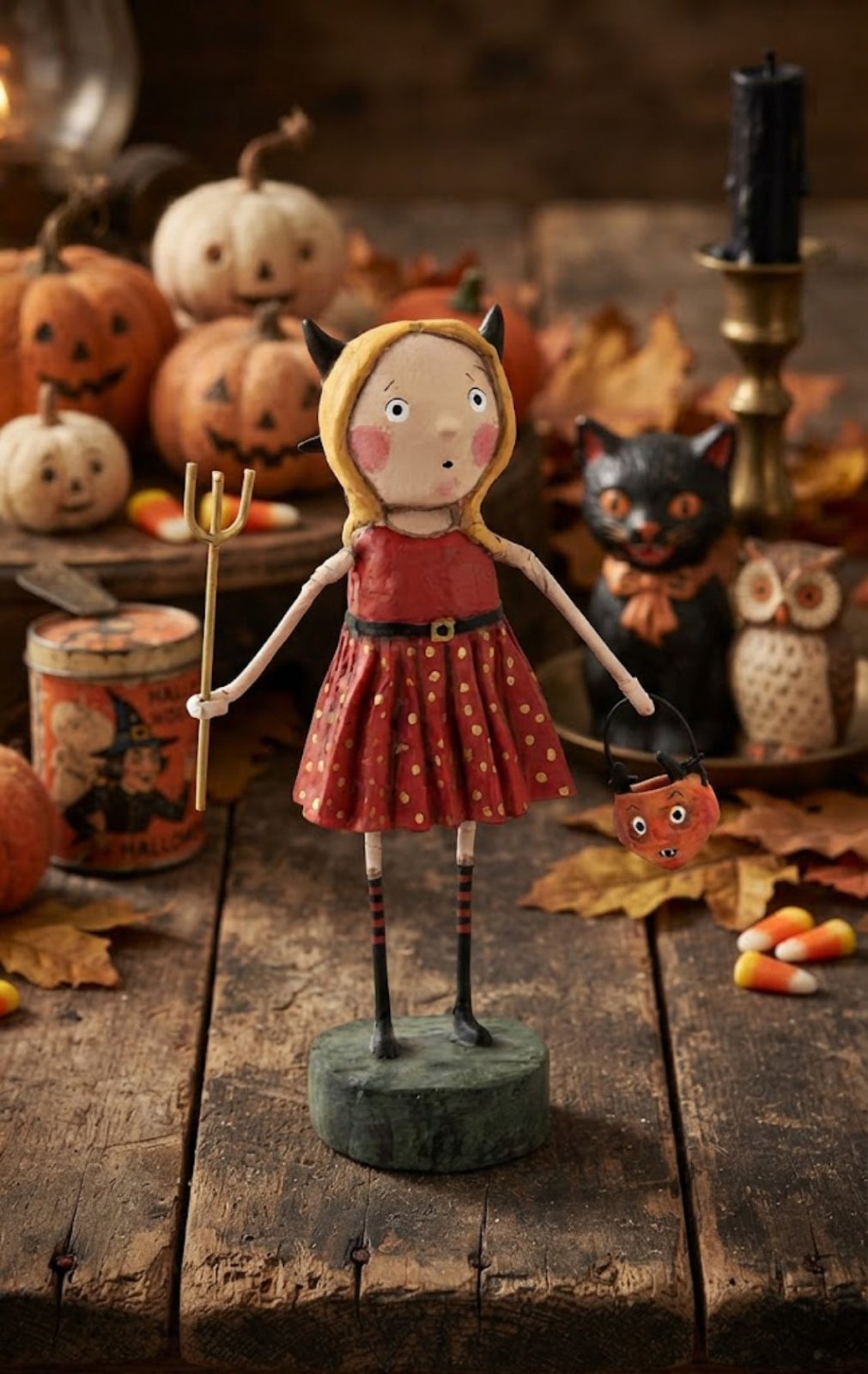 Lori Mitchell Halloween She Devil Girl Figurine - The Primitive Pineapple Collection
