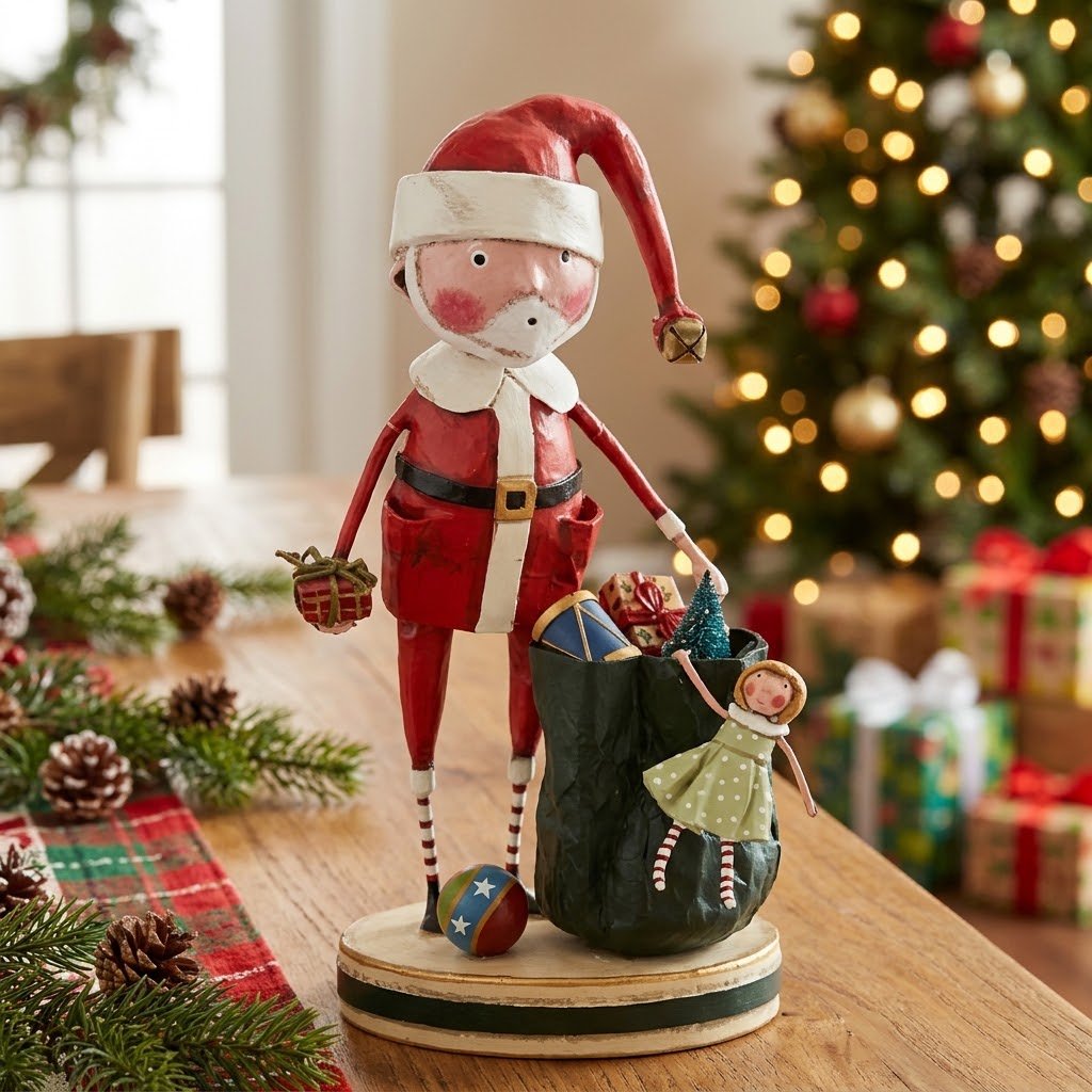 Lori Mitchell Santa and His Sack Christmas Figurine 8" - The Primitive Pineapple Collection