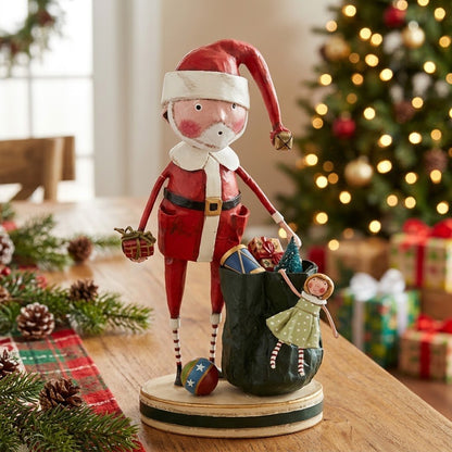 Lori Mitchell Santa and His Sack Christmas Figurine 8" - The Primitive Pineapple Collection