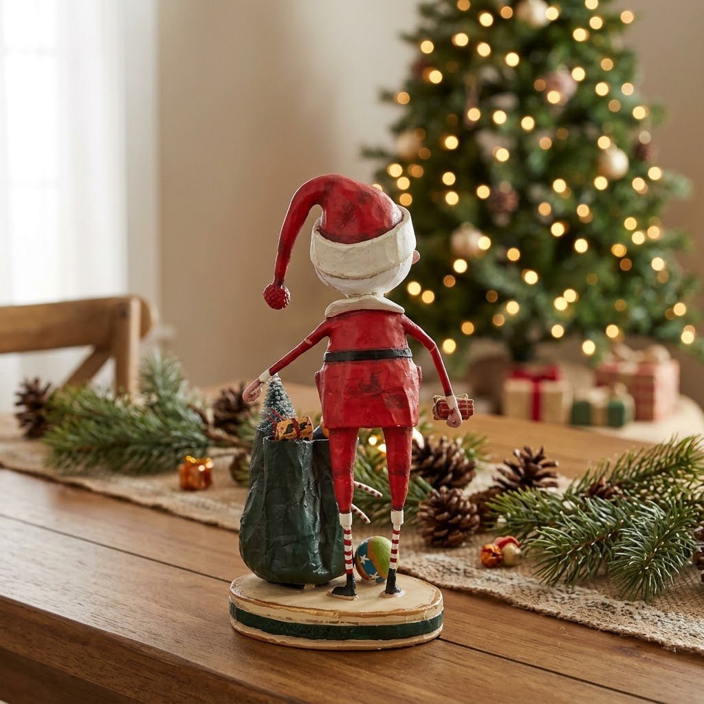 Lori Mitchell Santa and His Sack Christmas Figurine 8" - The Primitive Pineapple Collection