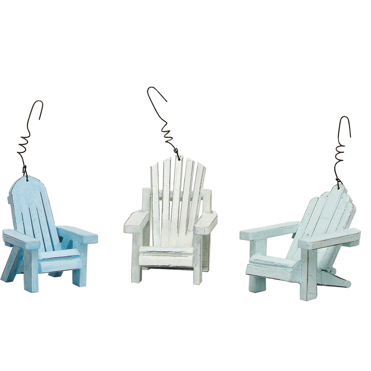 Farmhouse Cottage Pastel Beach Chair Ornament 3 pc Set