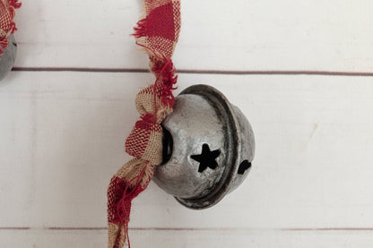 Primitive Rustic 55 Inches Silver Mini Bells on Homespun Garland - The Primitive Pineapple Collection