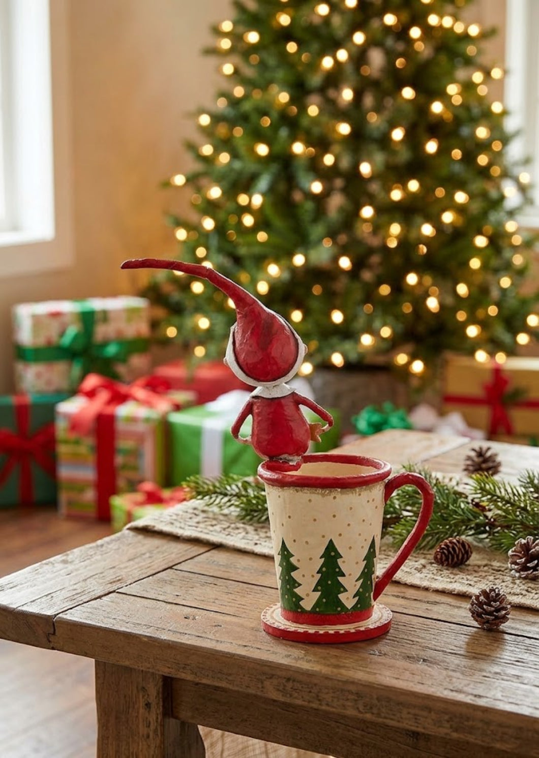 Lori Mitchell Cocoa and Cookies Santa Figurine | ESC and Company