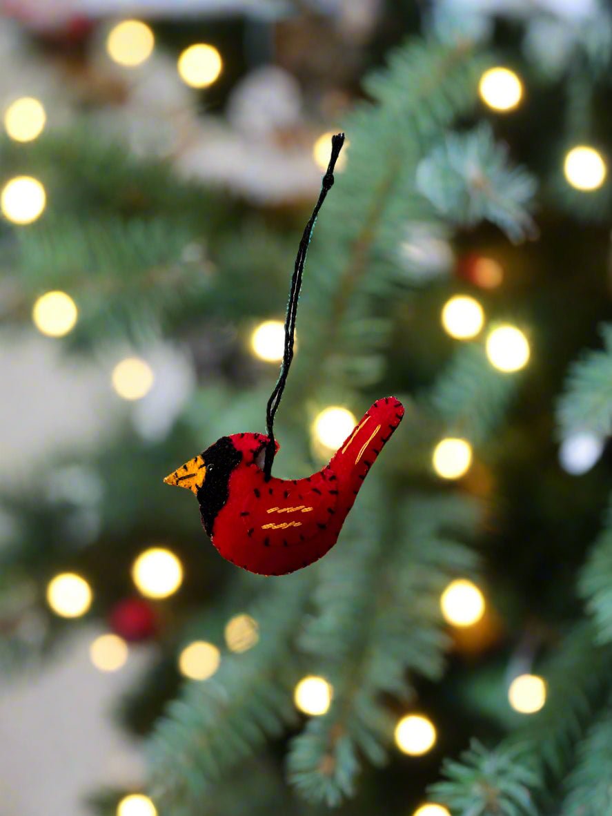 Primitive Christmas Handcrafted Felt 2” Cardinal Ornament - The Primitive Pineapple Collection