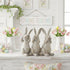 Farmhouse Spring Easter 6.25 Inch Resin Distressed Gray 3 Bunnies Figure - The Primitive Pineapple Collection