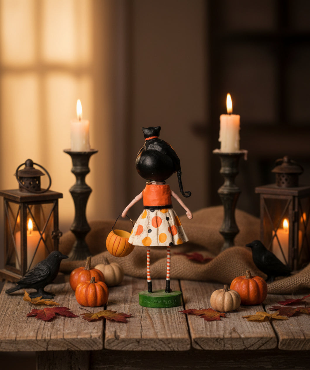 ESC Folk art Collectable Halloween Kit Kat Lori Mitchell 16716 - The Primitive Pineapple Collection