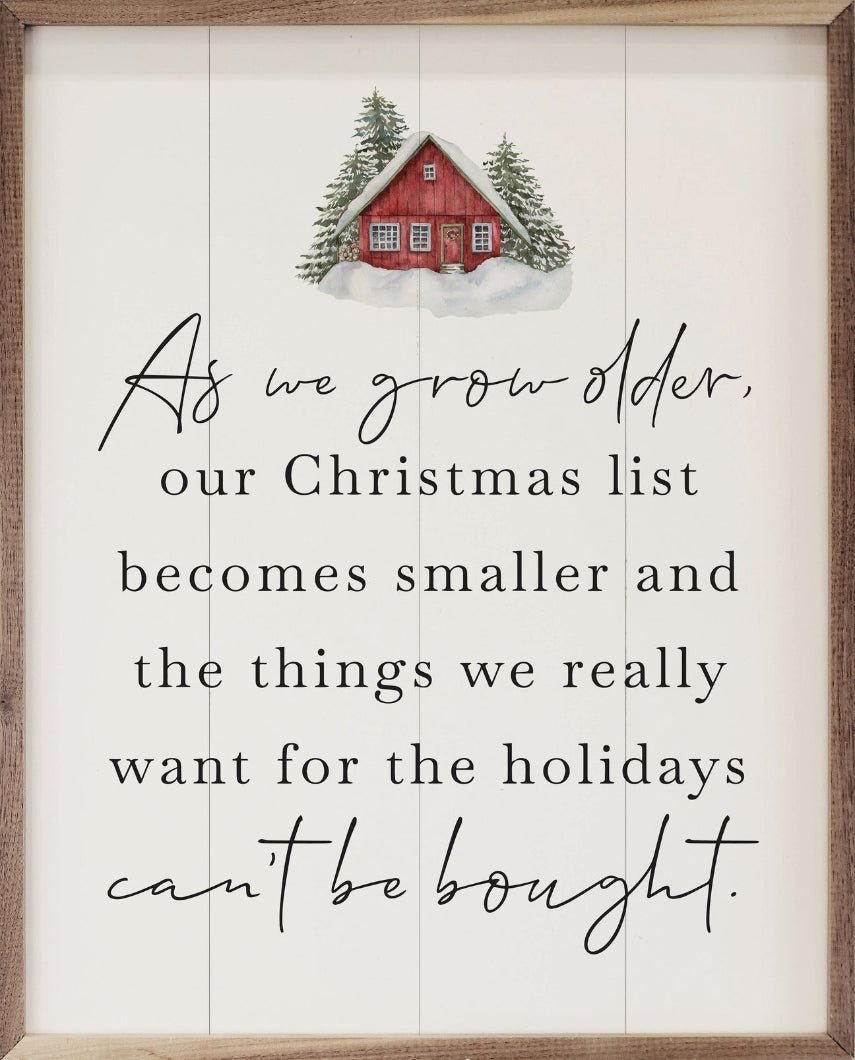 Handcrafted Walnut Framed Christmas As We Grow Older w/ Red Barn Art - The Primitive Pineapple Collection