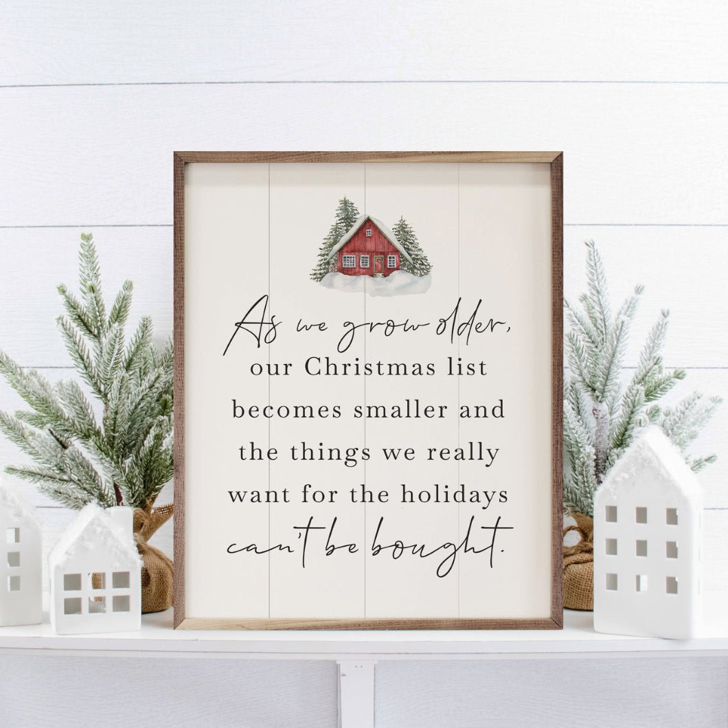 Handcrafted Walnut Framed Christmas As We Grow Older w/ Red Barn Art - The Primitive Pineapple Collection