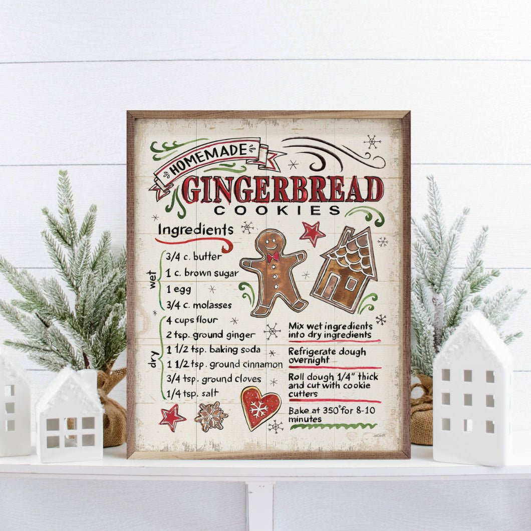 Handcrafted Walnut Framed Gingerbread By Anne Tavoletti Art - The Primitive Pineapple Collection
