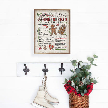 Handcrafted Walnut Framed Gingerbread By Anne Tavoletti Art - The Primitive Pineapple Collection