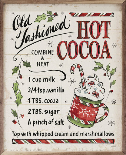 Handcrafted Walnut Framed Christmas Hot Cocoa By Anne Tavoletti Art - The Primitive Pineapple Collection