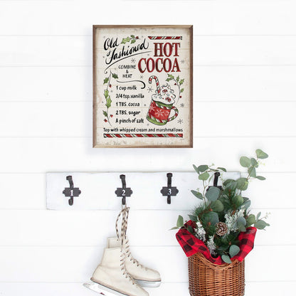 Handcrafted Walnut Framed Christmas Hot Cocoa By Anne Tavoletti Art - The Primitive Pineapple Collection