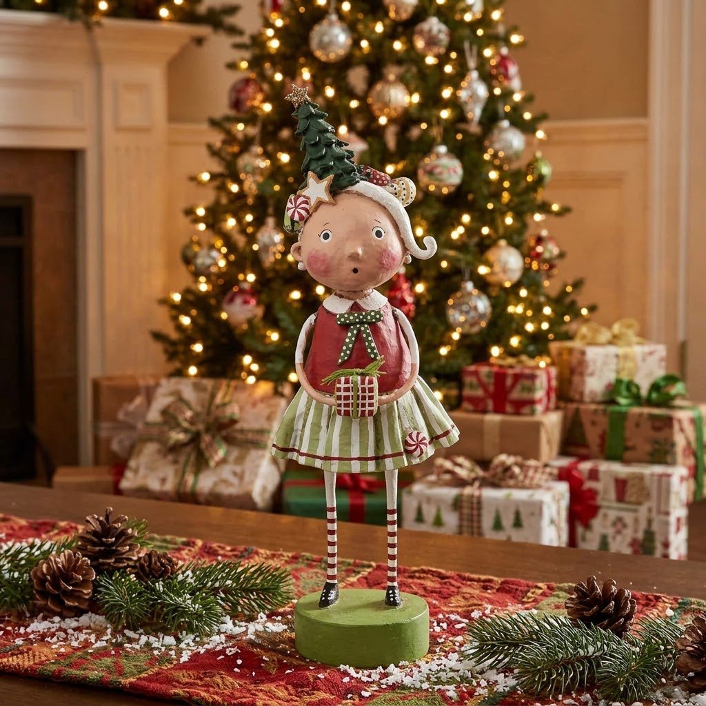 Lori Mitchell Mrs. Santa Claus Christmas Figurine, 7.5 Inch - The Primitive Pineapple Collection