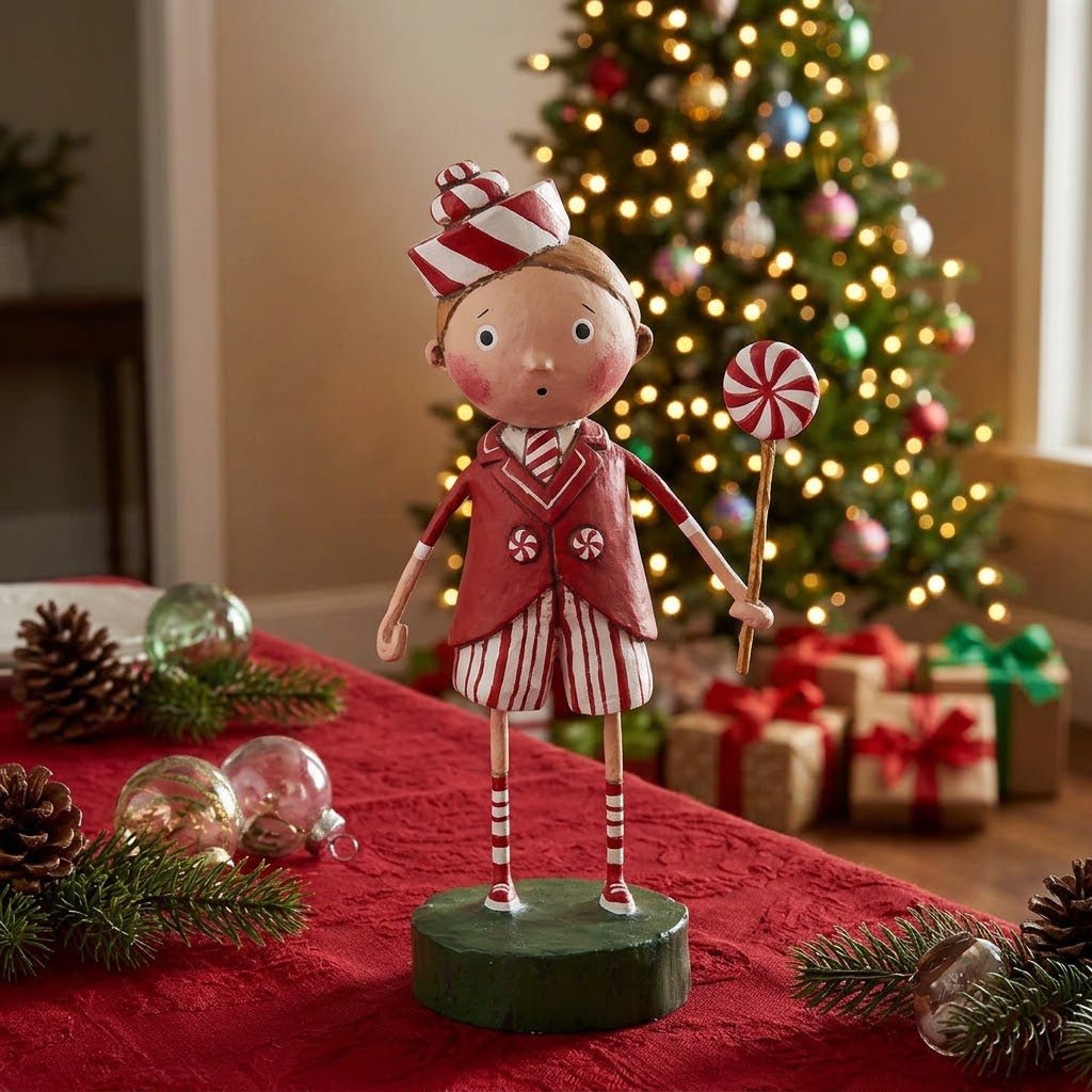 Lori Mitchell Peppermint Pete Christmas Figurine, 6 Inch - The Primitive Pineapple Collection