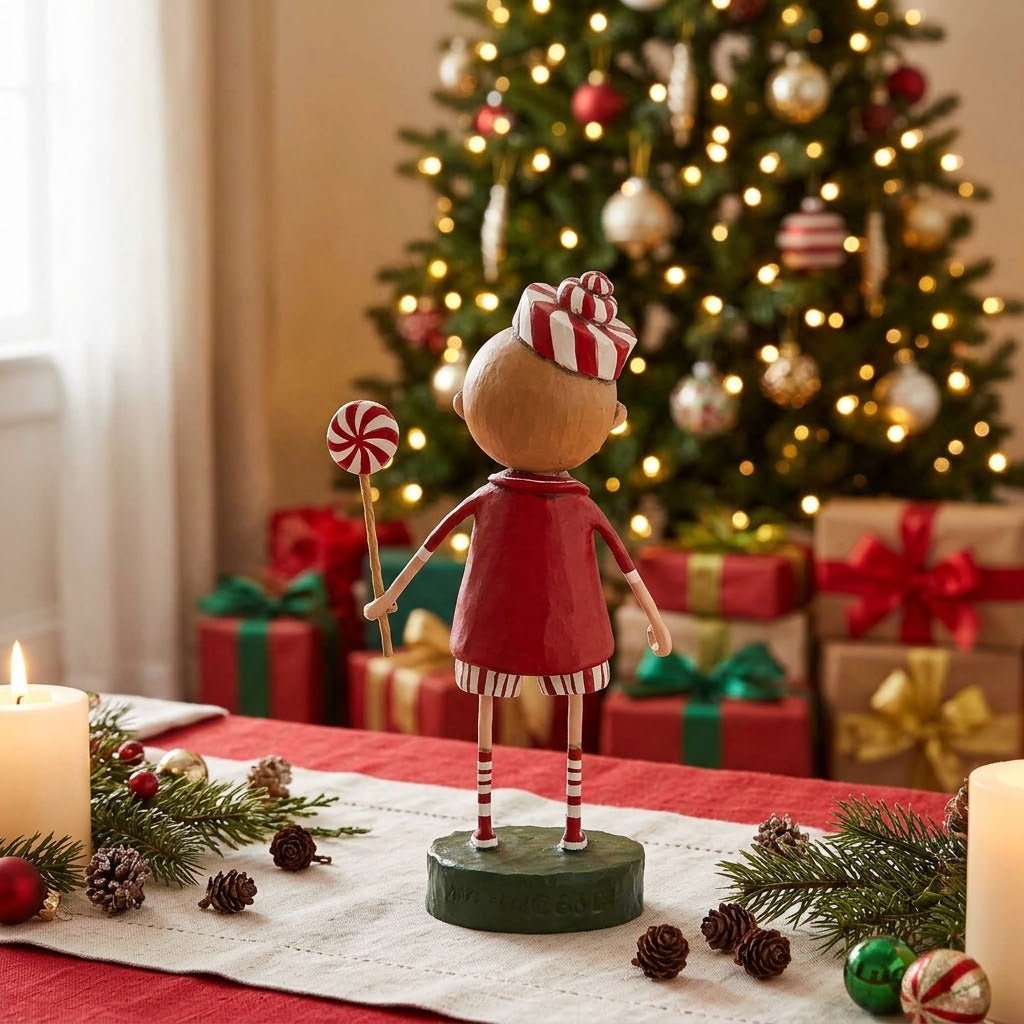Lori Mitchell Peppermint Pete Christmas Figurine, 6 Inch - The Primitive Pineapple Collection