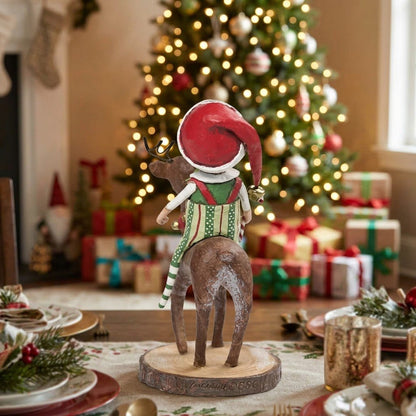 Lori Mitchell Run Run Reindeer Christmas Figurine, 6.5 Inch - The Primitive Pineapple Collection