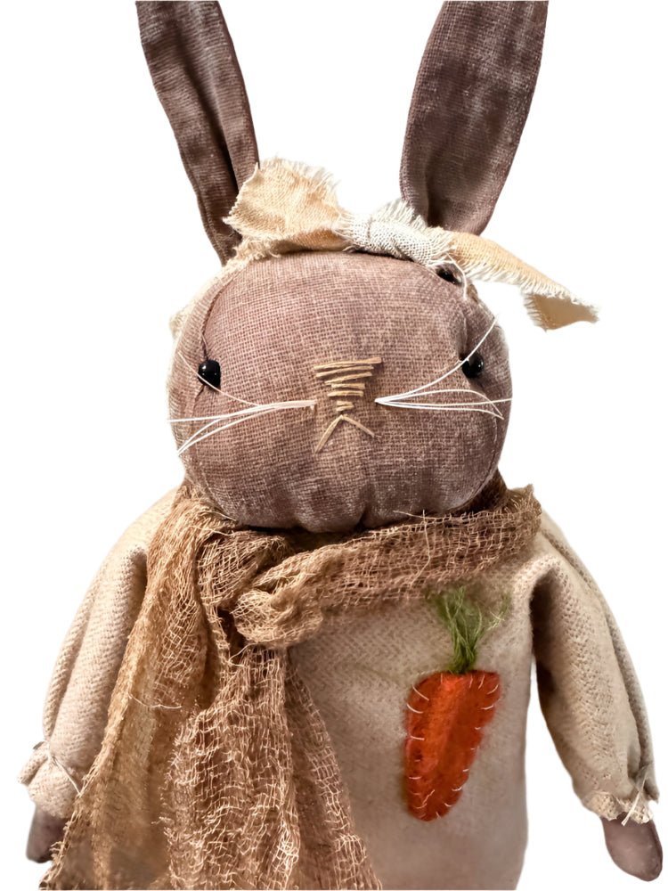 Primitive Folk Art USA Spring/Easter Bunny w/Carrot 18&quot; - The Primitive Pineapple Collection