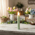 Spring Easter Handcrafted 7” Pastel Light Sage Green Led Timer Taper Candle - The Primitive Pineapple Collection