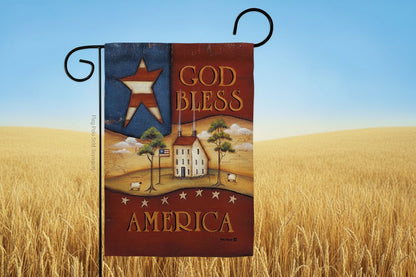 Farmhouse God Bless America Americana Star and Stripes Garden Decor Flag - The Primitive Pineapple Collection