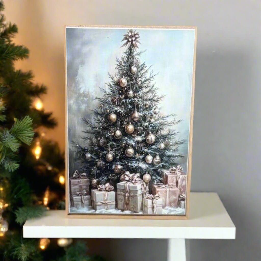 Primitive Farmhouse Handcrafted Christmas Tree Block Shelf Sitter - The Primitive Pineapple Collection