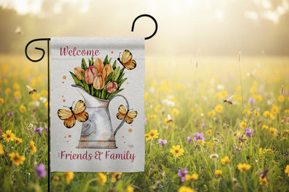 Farmhouse Friends &amp; Family Garden Floral Flag - The Primitive Pineapple Collection