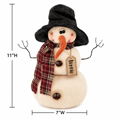 Honey and Me Bennie the Snowman 11" Primitive Christmas Shelf Sitter - The Primitive Pineapple Collection