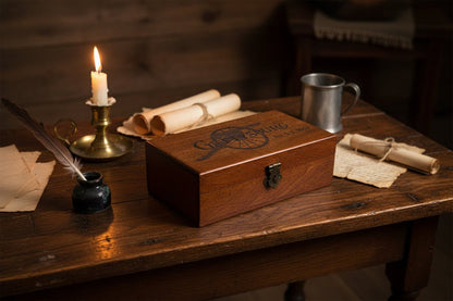 Handcrafted Americana Gettysburg Engraved Acacia Wood Box, 6 - 1/4" - The Primitive Pineapple Collection