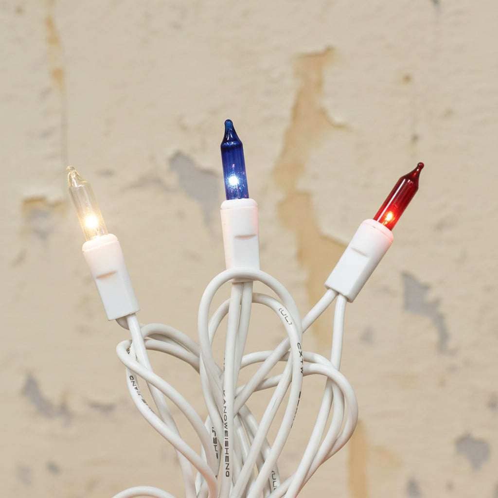 Holiday Americana Patriotic Lights White Cord 50 ct.