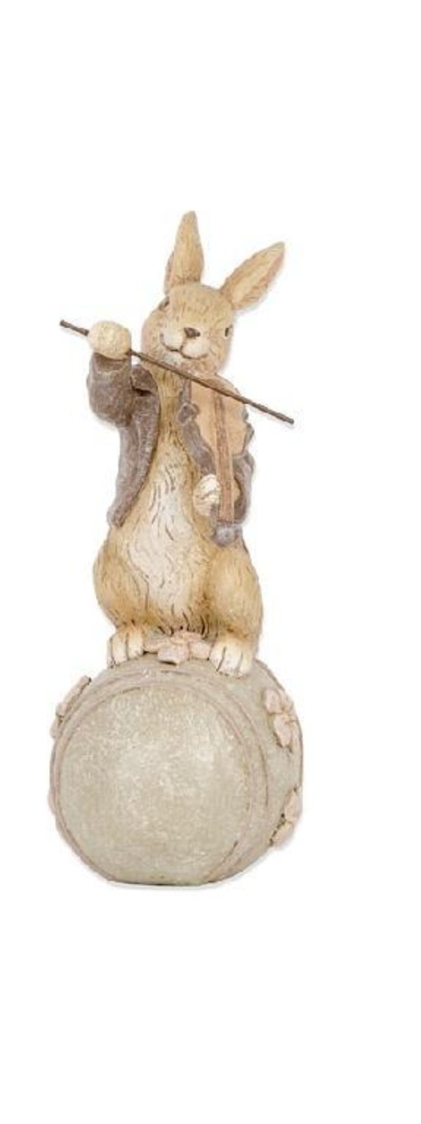 Farmhouse Spring Easter 8 Inch Brown Resin Musical Bunnies on Eggs 3 Designs - The Primitive Pineapple Collection