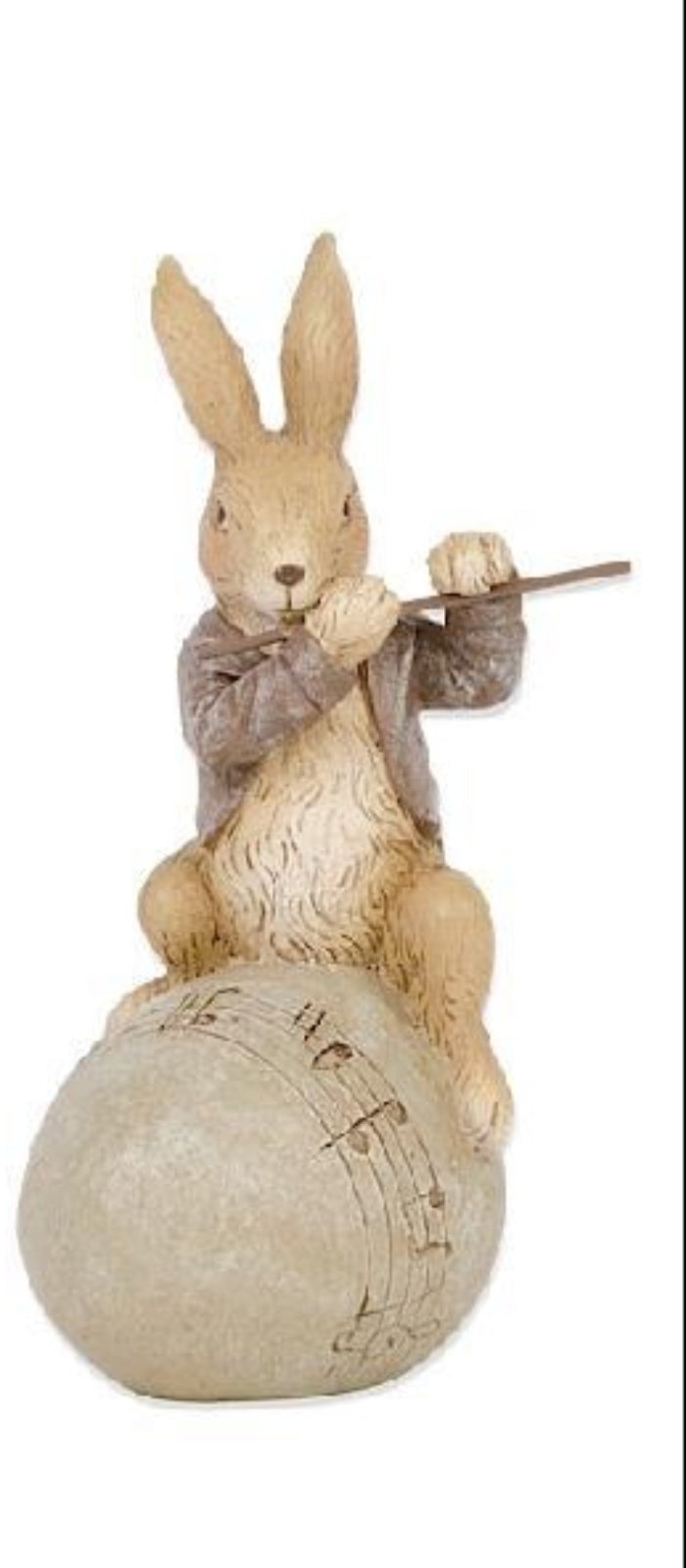 Farmhouse Spring Easter 8 Inch Brown Resin Musical Bunnies on Eggs 3 Designs - The Primitive Pineapple Collection