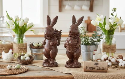 Primitive Spring Faux 6.25 Inch Resin Chocolate Easter Bunny Figurine