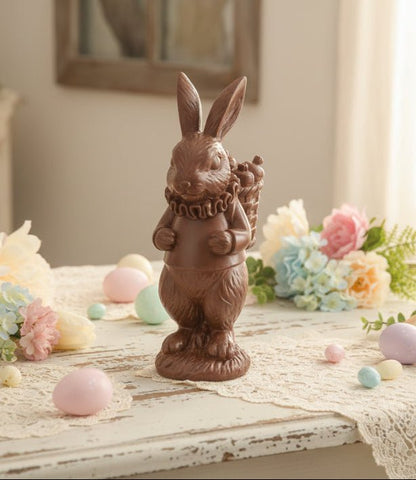 Primitive Spring Faux 6.25 Inch Resin Chocolate Easter Bunny Figurine