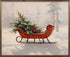 Handcrafted Walnut Framed Christmas Classic Red Sled Art - The Primitive Pineapple Collection