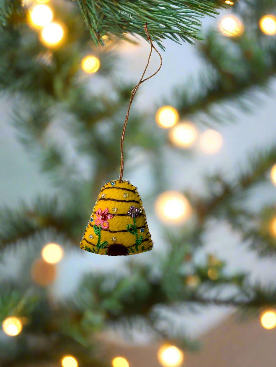 Primitive Handcrafted Spring Felt 2” Beehive Ornament - The Primitive Pineapple Collection