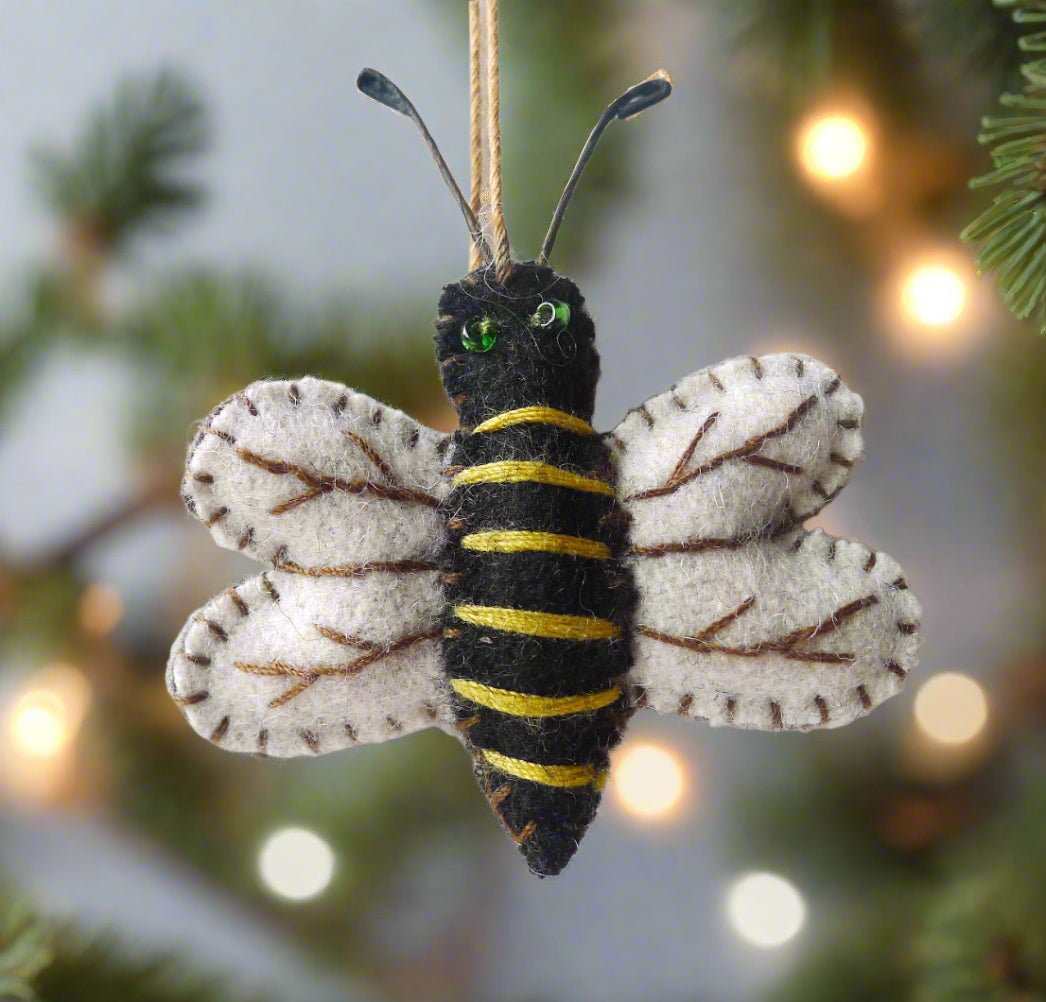 Primitive Handcrafted Spring Felt 2.5” Honey Bee Ornament - The Primitive Pineapple Collection