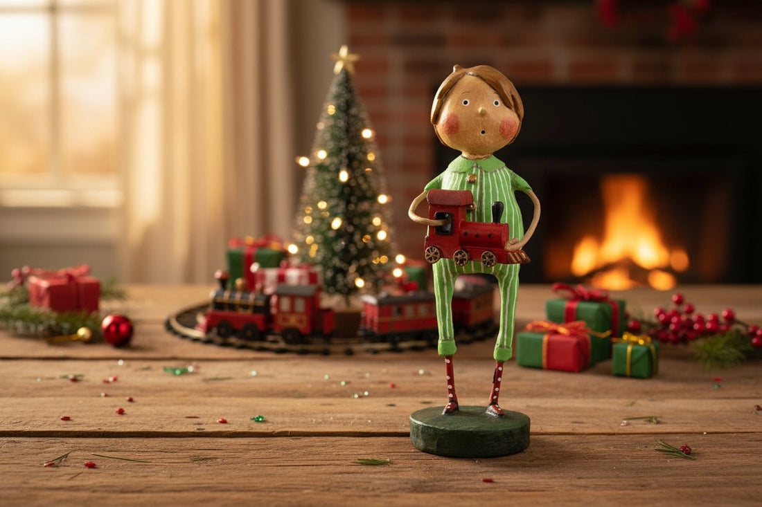 Esc and Company Christmas Choo Choo Magoo Train Boy Lori Mitchell - The Primitive Pineapple Collection