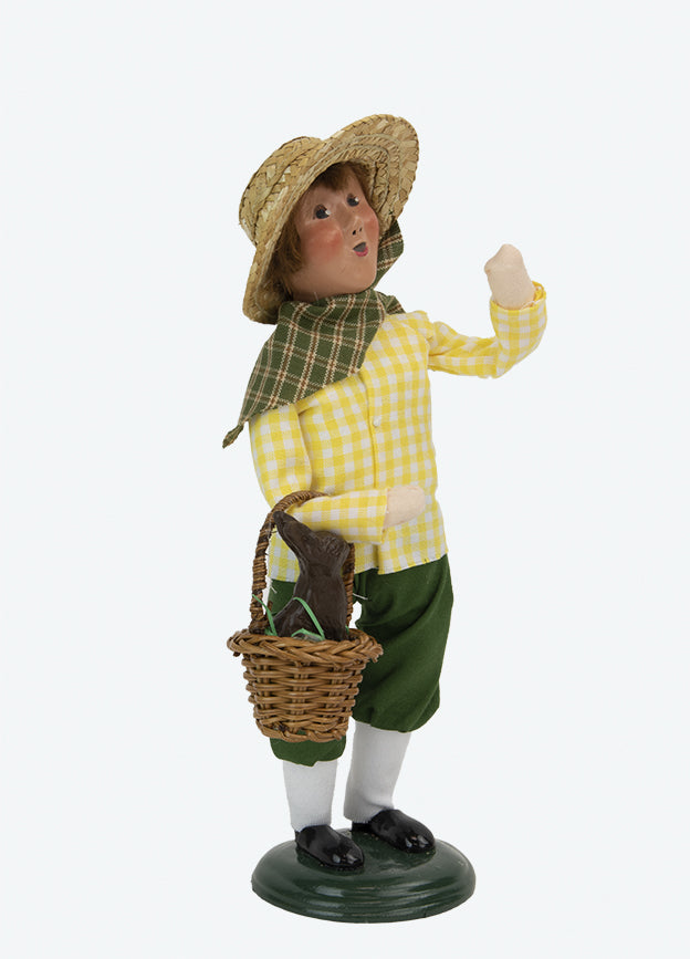 Primitive Colonial Byers Choice Easter Boy w/ Chocolate Bunny Caroler 2024 New 2242