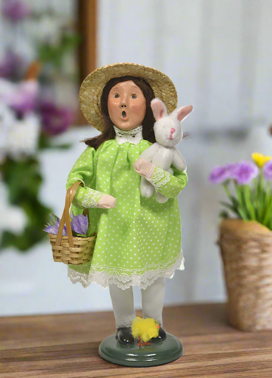 Primitive Colonial Byers Choice Easter Girl with Bunny 2258G