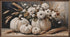 Fall Handcrafted Farmhouse Walnut Framed Four White Pumpkin Bouquet Art - The Primitive Pineapple Collection