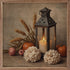 Handcrafted Farmhouse Walnut Framed Autumn Lantern w/ Hydrangea Art - The Primitive Pineapple Collection