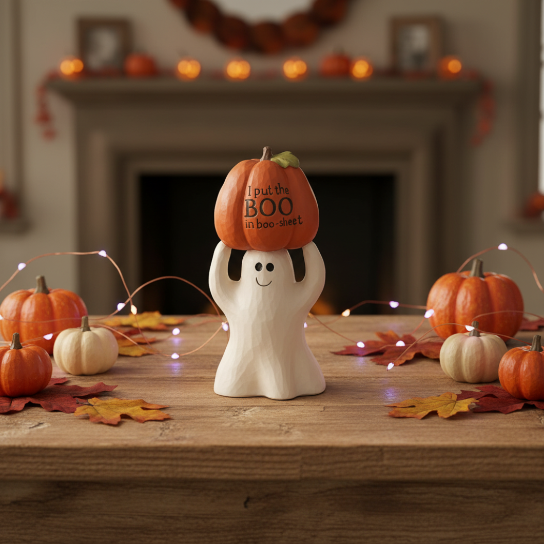 Blossom Bucket Halloween Boo In Boo Sheet Ghost With Pumpkin