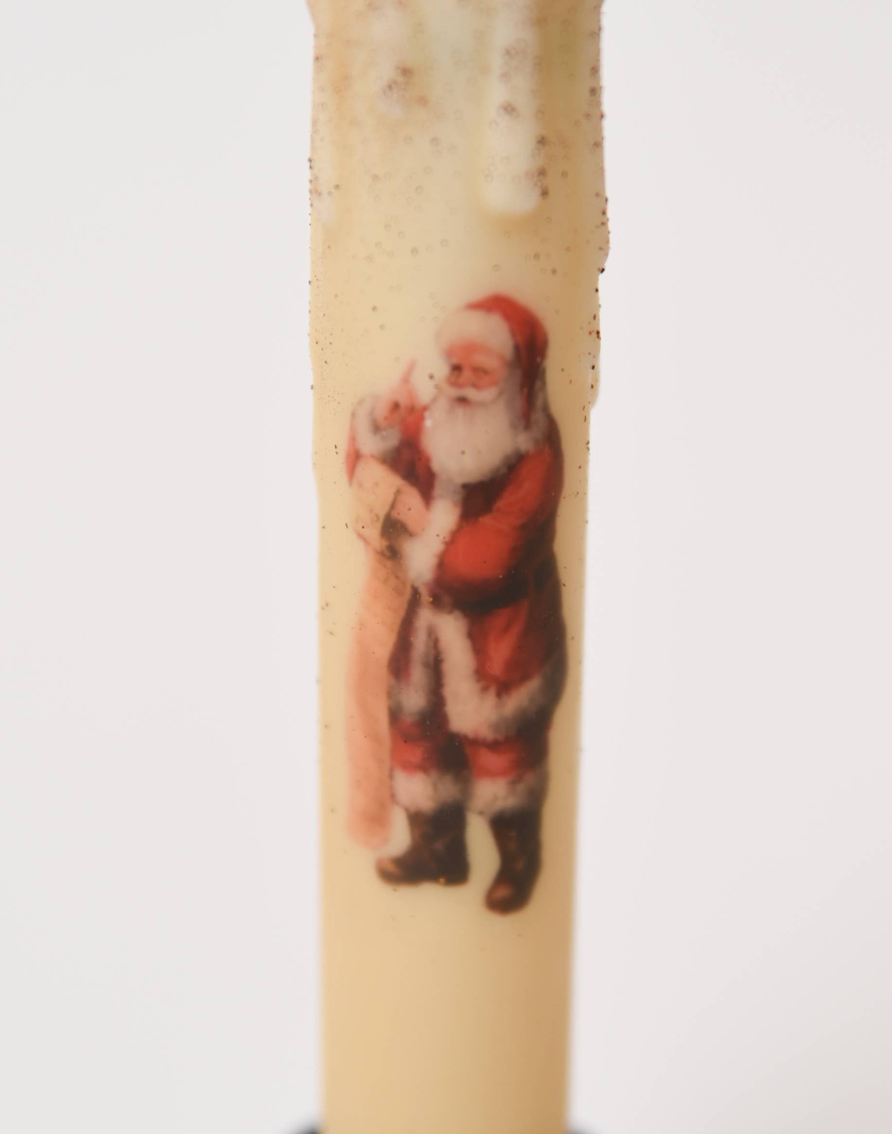 Primitive Handcrafted Christmas 7&quot; Santa ‘Checkin it Twice’ LED Timer Taper Candle - The Primitive Pineapple Collection