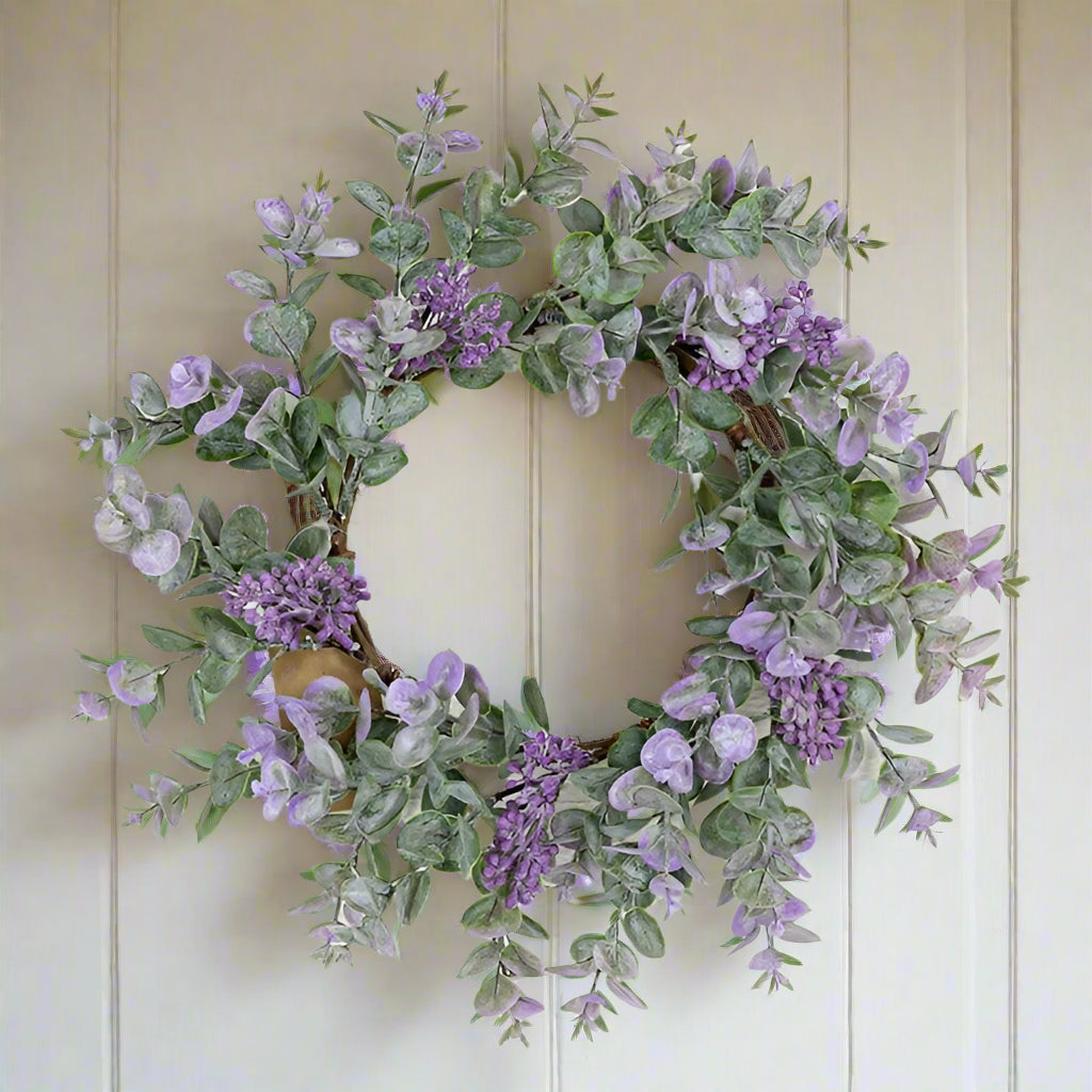 Farmhouse Spring 14in Lavender Eucalyptus Wreath