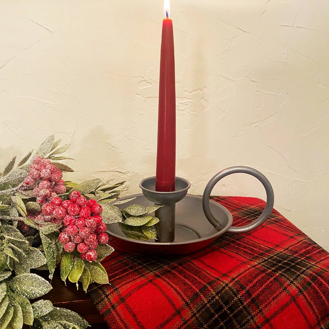 Primitive Early American Colonial Reproduction Chamberstick - The Primitive Pineapple Collection