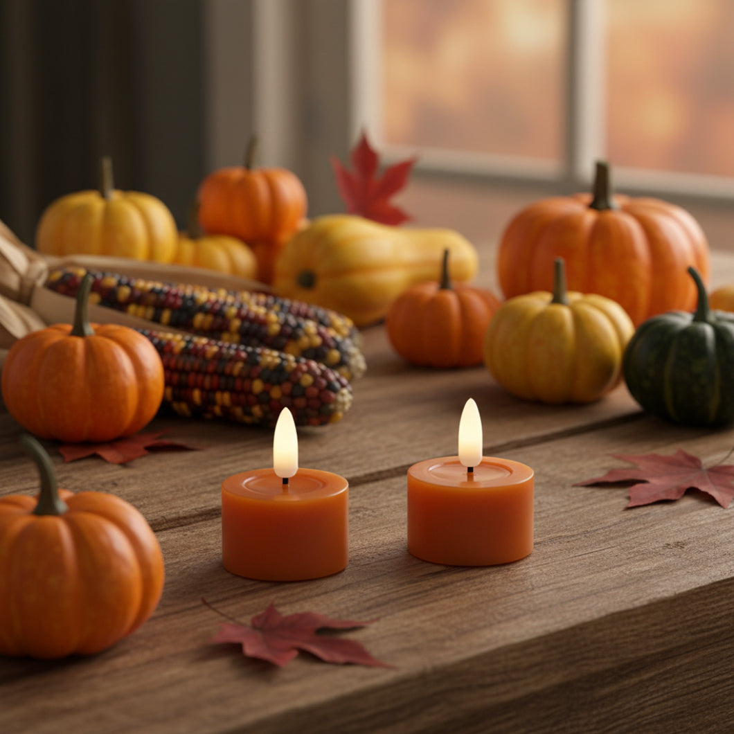 Ragon House 2 pc 3D Flame Battery Tealight Candles with 6hr Timer – Orange Melting Look